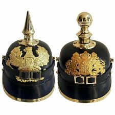 SET OF 2 PCS WW2 German Pickelhaube Spiked Leather Officer Helmet Stylish Gift picture