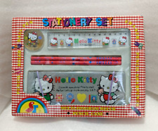 NM. Sanrio 1994 Hello Kitty Stationery Set-Pencil Case/ Pencil/Ruler &Sharpener picture