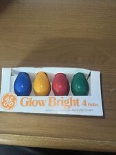 Vintage GE Glow Bright 4 Bulbs Blue Yellow Red Green Set. New Old Stock Item picture