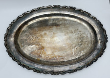 Vintage Georgian Scroll Silverplate Oval Serving Tray 18 inch Oneida? picture