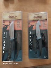  Lot of 2 Western USA Bonded Titanium 1 Hunting Knife & 1 Gut-Hook + Sheaths picture