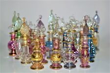 Miniature, Egyptian Hand-blown Glass Perfume Bottles, 14 k Gold Trim, Set of 5 picture