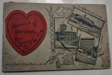 1907 Souvenir Of Parnassus & New Kensington PA Lithograph Postcard Applied Heart picture