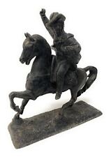 Antique Man On Horse Pot Metal Figure Sculpture picture
