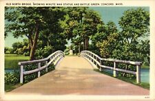 Old North Bridge Minute Man Statue & Battle Green CONCORD Massachusetts Postcard picture