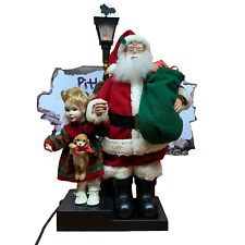 Vintage Holiday Creations Animated Santa w/Girl Scene Lamp Post 1993 (READ DESC) picture