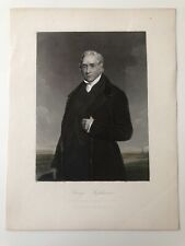 c1872 Antique Colored Engraving Portrait of Inventor George Stephenson #9421 picture