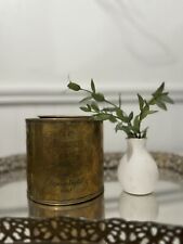 Vintage Brass Engraved Oval Tea Storage Canister 