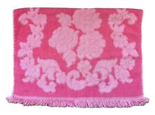 Vintage Grants Home Bright Pink Floral Hand Towel Fringe Cotton USA picture