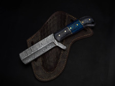 CowBoy Bull Cutter Knife Hand Forged Damascus Steel Knife With Leather Sheath picture