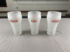 Set of 3 Vintage Coca Cola Frosted Drinking Glasses 6 Inch picture