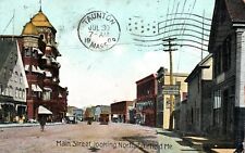VINTAGE POSTCARD MAIN STREET LOOKING NORTH AT FAIRFIELD MAINE FRONT CANCEL 1909 picture