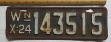 WASHINGTON STATE AUTO LICENSE PLATE 1924 143515 LARGER VERSION picture