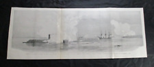 1898 Civil War Panorama Print - Ironclad Battle of Monitor & Virginia - LAST ONE picture