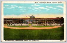 Evansville Indiana~Bosse Athletic Field Baseball Stadium~PM 1948~Linen Postcard picture