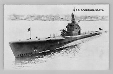 Postcard US Navy Submarine USS Scorpion SS278 Military Boat WWII Sea View picture