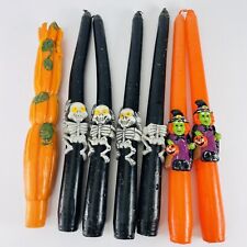 7 Halloween Skeleton Witch Taper Candles VTG 10 inch Spooky Haunted House  picture