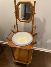 Antique Vintage Wash Basin Pitcher with Mirror Stand and Candle Holder Victorian picture