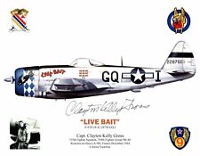 CLAYTON KELLY GROSS WWII ACE SIGNED 8X10 PHOTO 354TH FIGHTER GROUP 6 VICS picture