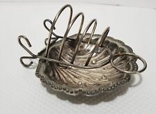 Vintage Silver Clam Shell Butter Jam  Pate Dish & Toast Rack Silver Coastal MCM picture