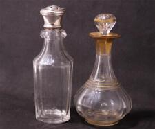 Group of Two Antique German Glass Condiment Bottles Hand Blown Stone Cut c.1880s picture