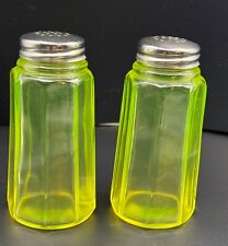 Vintage Uranium Glass Salt and Pepper Shakers picture