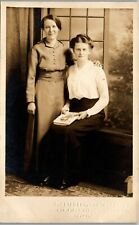 Mother and Daughter Lovely Pose holding Cosmopolitan Mag 1915 era RPPC vtg SB1 picture