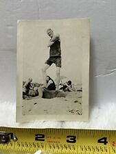 Antique Photo Snapshot Of Silly Men At The Beach In Bathing Suits  picture