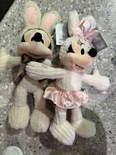 2024 Disney Parks Easter Spring Bunnny Mickey & Minnie Mouse Dated Plush Set 18” picture