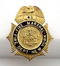 Vintage New York Fire Marshal Screwback Pin Badge NYFD picture