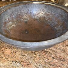 ANTIQUE LARGE COPPER BOWL   11.25”x4” Turkish INSANE PATINA rounded Bottom picture