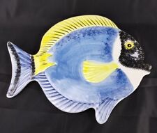 Ceramiche Leonardo Colorful Blue Fish Wall Plaque Trivet, 7483 Italy Hand Paint picture