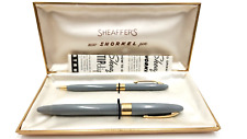 VTG Sheaffer's White Dot Snorkel Pen & Pencil Set in original Box w Instructions picture