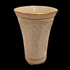 Vintage Lenox VERSAILLES Vase Embossed Footed Cream 24K Gold Trim USA 8.75