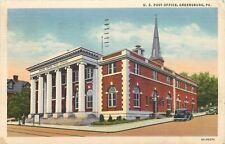 Greensburg Pennsylvania~Steeple Behind U.S. Post Office~1936 Postcard picture