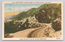 Angeles Crest Mt Wilson Highway California Linen Postcard No 6194 picture