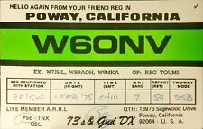 amateur ham radio QSL postcard W6ONV W7JHL W9MKA Reg Toumi 1975 Poway California picture