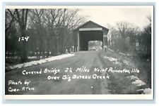 c1940's Covered Bridge Over Big Bureau Creek Princeton IL RPPC Photo Postcard picture