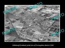 OLD POSTCARD SIZE PHOTO EDINBURGH SCOTLAND AERIAL VIEW OF CORSTORPHINE c1940 picture