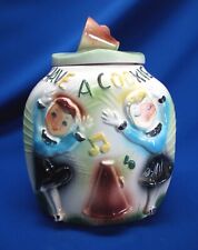 RARE 1950'S CORNER CHEERLEADER COOKIE JAR HOLOGRAM FACES & EYES INTACT 802 USA picture