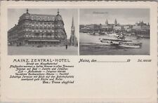 Mainz Zentral Hotel Germany Ludwig Feist 1930 Dual View Rhine River Postcard picture