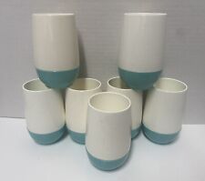 Bopp-Decker Vacron Plastic Juice Tumblers Turquoise/White Retro MCM Set Of 7 picture