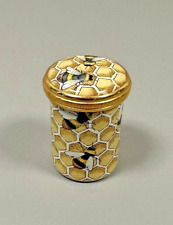 Halcyon Days Enamels Round Porcelain Pill Box Honey Bees on Honeycomb picture