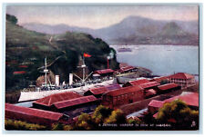 c1910 Japanese Warship in Dock Nagasaki Kyushu Japan Oilette Tuck Art Postcard picture