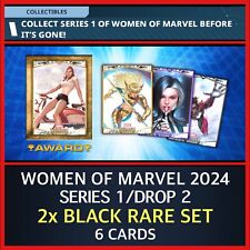 WOMEN OF MARVEL-SERIES 1/WEEK 2-TWO RARE BLACK SET-6 CARDS-TOPPS MARVEL COLLECT picture