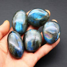 Raw Natural Labradorite Moonstone Polished Crystal Quartz Palm Stone Ore Healing picture