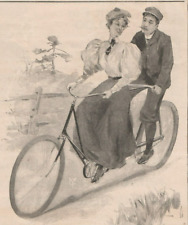 Crescent Bicycle Couple Riding Tandem Built For Two 1896 Antique Print Ad picture