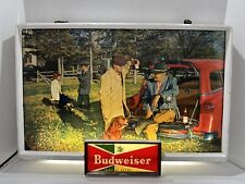 Rare Scene Vintage 1950s Budweiser Lighted Beer Sign Dog Car Trophy Awesome picture