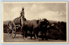 Trinidad and Tobago B.W.I Postcard Bull Cart c1930's Vintage Posted picture