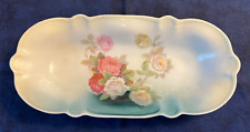 Vintage Germany 11.75”x6.25” Celery/Dessert Tray with Multicolor Rose motif from picture